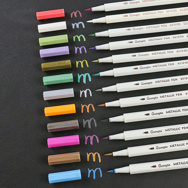 12 Colors Metallic Marker Pen Medium Point Metallic Markers for Rock  Painting, Black Paper, Card Making